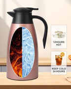 70 oz Thermal Coffee Carafe for keeping hot, Updated Carafe for hot liquid, Airpot Insulated Stainless Steel Vacuum Thermal Pot for Coffee, Hot Water,Keep Hot 12 Hours (pink+pink) - Image 3