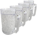 Lily's Home Freezer Beer Mugs with Handles, 16 oz Set of 4 – Clear Frosted Double Wall Insulated Acrylic, Gel-Filled, Break-Resistant for Home Bar, Pool Parties, BBQ & Outdoor by LilysHome