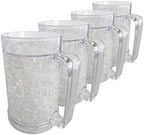 Lily's Home Freezer Beer Mugs with Handles, 16 oz Set of 4 – Clear Frosted Double Wall Insulated Acrylic, Gel-Filled, Break-Resistant for Home Bar, Pool Parties, BBQ & Outdoor by LilysHome