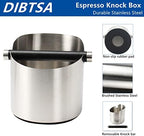 DIBTSA Coffee Knock Box, Espresso Knock Box Stainless Steel Espresso Machine Accessories with Removable Knock Bar and Non-Slip Base Coffee Grounds Container Bin, Large (Silver) - Image 3