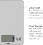 Escali Arti Glass Food Scale Digital Countertop Kitchen, Baking and Cooking Scale with Nutrition and Calorie Counter, 15-Pound Capacity, 9" x 6.5" x .75", Shiny Silver - Image 3