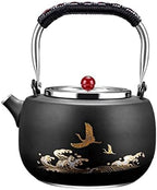 Tea Pot 1000ML Kettle 304 Thickened Stainless Steel Teapot Teapot Household Induction Cooker Tea Set Office Tea Room Teapot Teapot for Infuser (Color : B) by UNNS