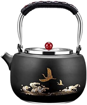 Tea Pot 1000ML Kettle 304 Thickened Stainless Steel Teapot Teapot Household Induction Cooker Tea Set Office Tea Room Teapot Teapot for Infuser (Color : B) by UNNS