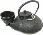 Ebros Gift Traditional Tetsubin Feng Shui Black Tombo Dragonfly Engraved Heavy Cast Iron Tea Pot And Cups Set Serves 2 Home Decor Zen Asian Fusion And Housewarming Accent Decorative Teapots - Image 4