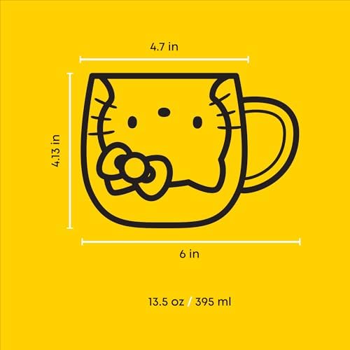 JoyJolt Hello Kitty 3D Coffee Mug, 13.5 oz Double Wall Glass Cup with 3D Design, Insulated Cute Mug for Tea, Latte, or Iced Coffee, Kawaii Sanrio Cup, Hello Kitty Kitchen Stuff - Image 2