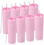 Volhoply 20oz Tumbler with Lid and Straw 8 Pack,Double Wall Clear Plastic Skinny Tumblers Bulk,Reusable Travel Cute Coffee Mug,Acrylic Water Cups With Straw Cleaner for Drinks,Party,Gifts(Pink,8 Set by LiveFully%EF%BC%8CDrinkFreely%E2%80%94KeepGoingwithVolhoply%EF%BC%81