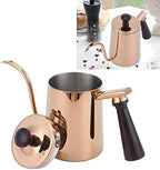 304 Stainless Steel Gooseneck Coffee Kettle,Drip Resistant Spout,Coffee Kettle,700ml Gooseneck Drip Kettle with Wooden Handle (Long Mouth-Rose Gold) - Image 4