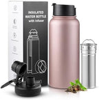 Sivaphe Infuser Water Bottle with Removable Strainer for loose leaf Tea 18/8 Stainless Steel 32 oz Insulated Tea Tumbler Gift for Women Rosegold by Sivaphe