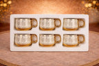 Porcelain 6 Piece Tea Cup Set, Aesthetic Classic Teaware Set for Home, Kitchen Decor & Gifting (Gold Leaf) tea set cup - Image 6