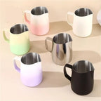 Milk Frother Cup Stainless Steel 450ML Coffee Milk Frothing Pitcher Jug 304 Stainless Steel Precise Scale Latte Barista Professional CafeUtensil(Green) - Image 3