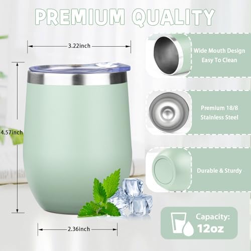 12oz/6 Pack Stainless Steel Wine Tumbler with Lid and Straw, Double Wall Vacuum Insulated Wine Tumbler Glasses, Stemless Travel Mugs for Hot and Cold Drinks, Coffee, Wine, Cocktails（Mix Color-1） - Image 2