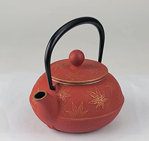 Iwachu 45664 Teapot Type 3 Maple Gold/Red Tea 0.32L Inner Enamel Nambu Ironware - Image 3