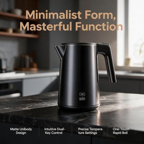 Electric Kettle Adjustable Temperature,1200W Rapid Heat Water Boiler, Black - Image 5