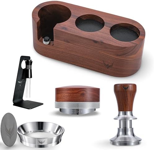 54mm Espresso Puck Prep Kit For Breville Barista Espresso Machines - Coffee Tamper, Distribution Tool, Tamp Station, Dosing Funnel Puck and WDT Tool - Espresso Accessories Kit by KNODOS