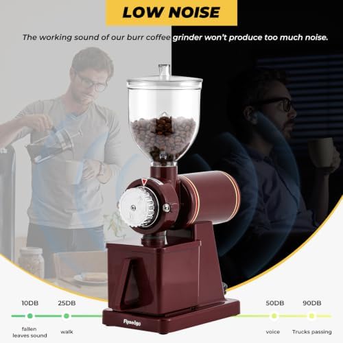 Electric Burr Coffee Grinder, Anti-Static 8 Grind Settings, Red - Image 4