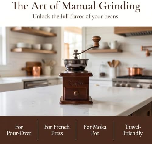 BESTOYARD Coffee Manual Espresso Machine Coffee Beans Espresso Hand Grinding Machine Stainless Steel Coffee Maker Peppermills Pepper Wooden Coffee Machine - Image 4
