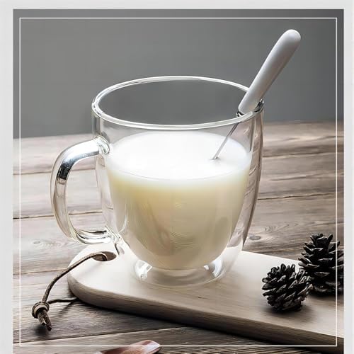 Double Wall Glass Coffee Mugs with Handle, 15 oz Set of 4 - Image 2