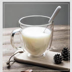 Double Wall Glass Coffee Mugs with Handle, 15 oz Set of 4 - Image 2