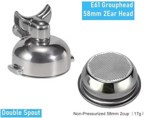 58mm E61 Group Head Bottomless Portafilter Single Double Spout For E61 Coffee Machine Filter Holder(58mm Double Spout) - Image 2