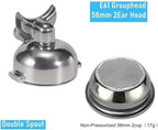 58mm E61 Group Head Bottomless Portafilter Single Double Spout For E61 Coffee Machine Filter Holder(58mm Double Spout) - Image 2