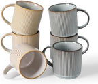 famiware Coffee Mug Set of 6, Star 12 oz Ceramic Mugs Cups Set with Handle by Famiware
