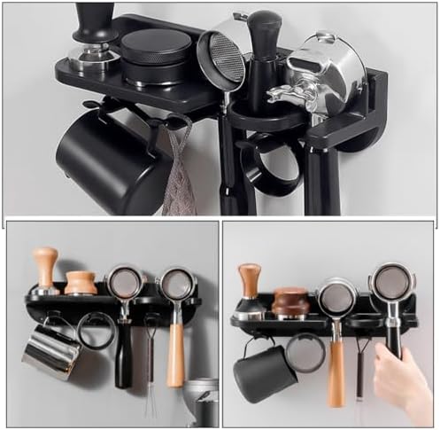 VOSAREA Wall-mounted Espresso Tool Holder No-drill Coffee Portafilter Storage Rack Espresso Accessories Organizer for Efficient Coffee Setup - Image 3