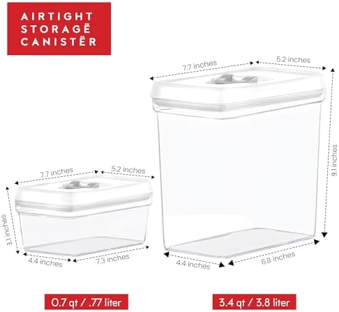 DWËLLZA KITCHEN Large Airtight Food Storage Containers with White Lids (3.8L, 0.8L) - Clear Plastic Bulk Food Pantry & Kitchen Storage Containers for Flour, Sugar 4 Pc BPA-Free, Keeps Fresh & Dry - Image 5