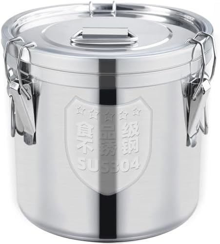 12L/3.2 Gal 304 Stainless Steel Food Containers 404 Oz Stainless Container with Lid and Lock Airtight Canister for Storage 304 Stainless Steel Food Storage Containers Stainless Bucket by Alinwirsy
