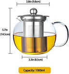 Teapot with Removable Infuser, Borosilicate Glass Tea Make with Stainless Steel Filter for Loose Tea,1000ml - Image 2
