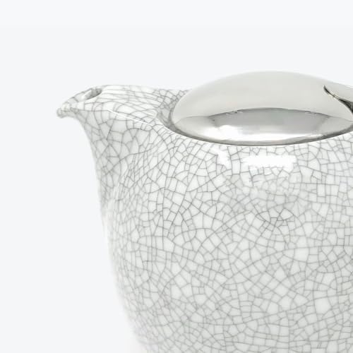 Zero Japan Bee House Round Teapot For One, 24 Oz - Ceramic Tea Pot with Stainless Steel Lid and Infuser, Smooth-Pour Spout (Crackle White) - Image 4