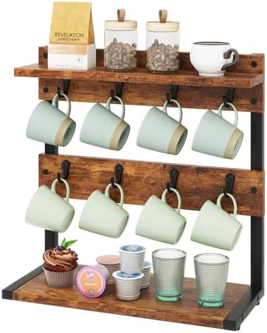 IBUYKE Countertop Mug Tree,Coffee Mug Cup Holder,Brown TBJ002H by IBUYKE