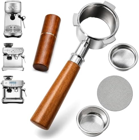 54mm Bottomless Portafilter for Breville Barista Express, Pro, Touch, Bambino Plus & Infuser (3-Ear Design) – Naked Espresso Portafilter with 18g Basket, WDT Tool, Puck Screen & Rosewood Handle by Unknown