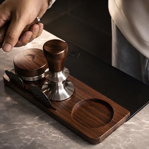 58mm Espresso Tamping Mat Walnut and Leather - Image 6