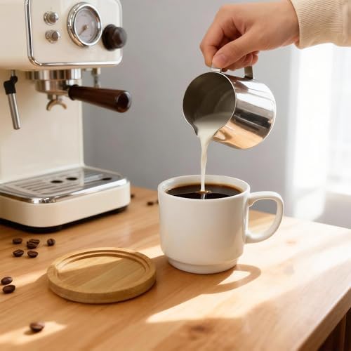 Cappuccino Cup with Saucer, 12 Oz White Coffee Cup Set - Image 2