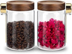 Glass Coffee Jars with Scoop Glass Jar Airtight Lid Seasoning Containers Glass Spice Jar Pantry Storage Containers for Kitchen Sugar Coffee Bean Nuts Cookies Herbs (900ml/30oz-2 pack -with spoon) by Foyofly