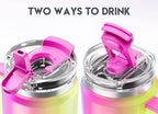 Meoky 40 oz Tumbler with Handle and Straw, Insulated Tumbler with Lid and Straw, Stainless Steel Travel Mug, Keeps Cold for 34 Hours, 100% Leak Proof, Fits in Car Cup Holder (Carnival) - Image 6