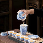 ICHAG 14-Piece Portable Gongfu Set, Yangzhi Jade Porcelain Gaiwan Kit with Anti-Mold Resin Tray & Color-Changing Pet, Travel Teaware for Home, Office, Camping, Gift for Lovers - Image 3