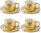 LETAOTAO Cappuccino Cups with Saucers, Ceramic Coffee Cup Set of 4, 8.5oz by LETAOTAO
