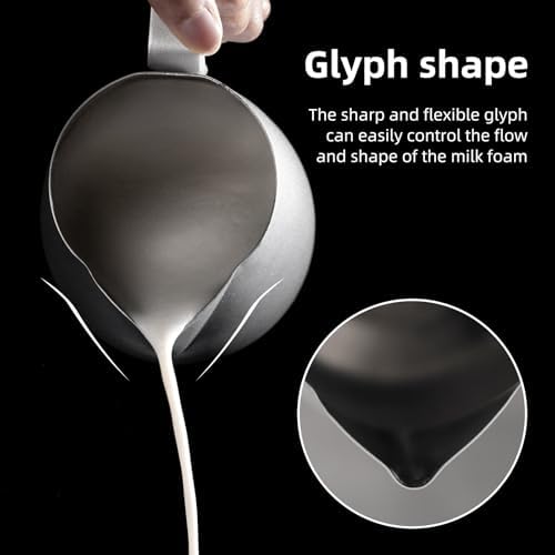 Milk Frothing Pitcher Milk Frothing Pitcher Stainless Steel 20oz/600ML Coffee Frother Cup With Measurement(Steel) - Image 4