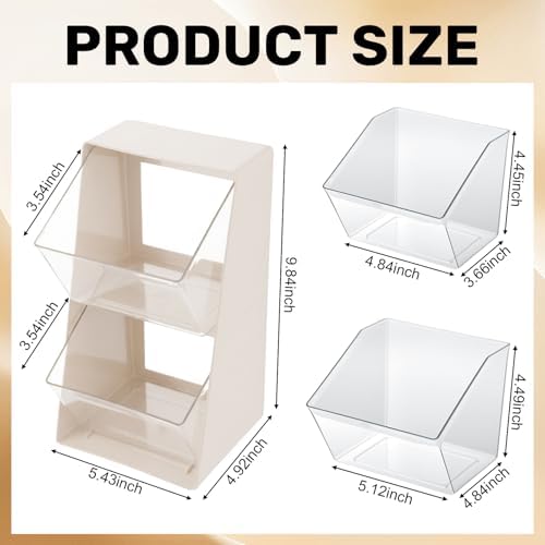 2 Pack Large Coffee Pod Holder, Coffee Station Counter Container Stackable Pantry Storage Organizer Bins, Creamer Suger Plastic Accessories Organizer for Office Home Kitchen Supplies(White) - Image 2
