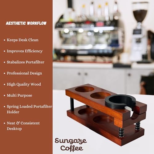 Upgraded Wooden Espresso Tamp Station or 51-58mm Espresso Accessories, Durable Multi Function Tamping Station, Store Your Tamper, Distributor, Portafilter, Coffee Grounds (Premium Tamp Station) - Image 5