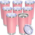 20oz Tumbler Stainless Steel Tumbler Coffee Tumbler with Lid Pink, 8P by AUWBON