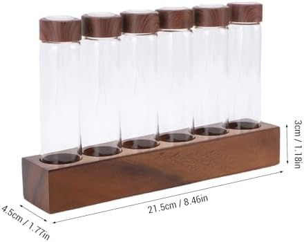 Agatige Coffee Bean Storage Tubes, Wooden Rack Transparent Espresso Bean Container Mini Bottles Jars with Funnel for Fresh Coffee, Tea, and Dried Flower (6 Holes) - Image 5