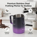 banapoy Stainless Steel Coffee Milk Frothing Pitcher, 450ml (Gradient - Image 4
