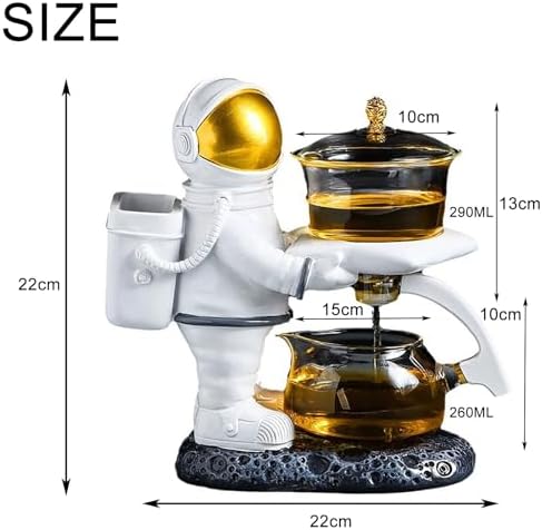 YUDIZWS Teapot for One Set, Astronaut Moon Teapot Set Kungfu Magic Tea Set Glass Magnetic Teapot Semi-Automatic Water Guide Magnetic Teapot with Infuser Heat-Resistant,B - Image 2