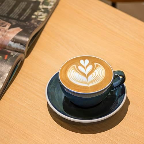 Loveramics Coffee Cup Ceramic, 8 oz Latte Art Cup with Saucer for Cappuccino, Tea, Espresso, Thick - walled stoneware Cappuccino mug Set for Cafe and Barista - Potters Colours (Night Sky, 8OZ) - Image 3