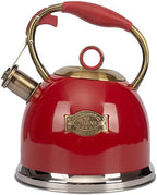 Tea Kettle, Stovetop Whistling Teapot, Stainless Steel, Red, 3.0-Quart by LUXGRACE