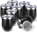 StarSpeed 12oz/8 Pack Insulated Wine Tumbler with Lid,Black by StarSpeed