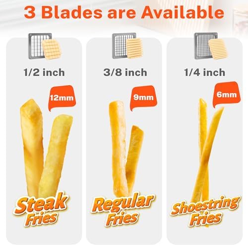 French Fry Cutter for Potatoes, Stainless Steel Blades, Silver - Image 2