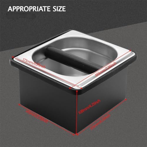 DIBTSA Espresso Knock Box,Stainless Steel Coffee Pucks Container, with Steel Holder and Noise Reduction Rubber Ring (7.28 x 6.8 x 4.25 inch) - Image 5